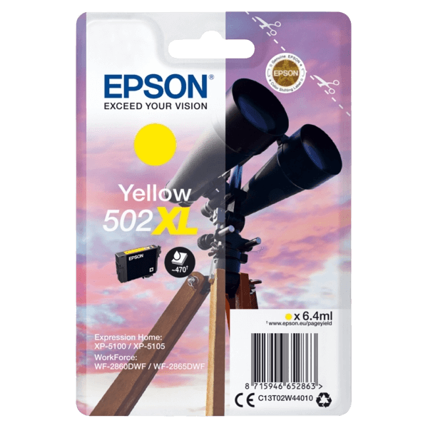 Epson 502XLY gul original bläckpatron 470 sider (C13T02W44010)