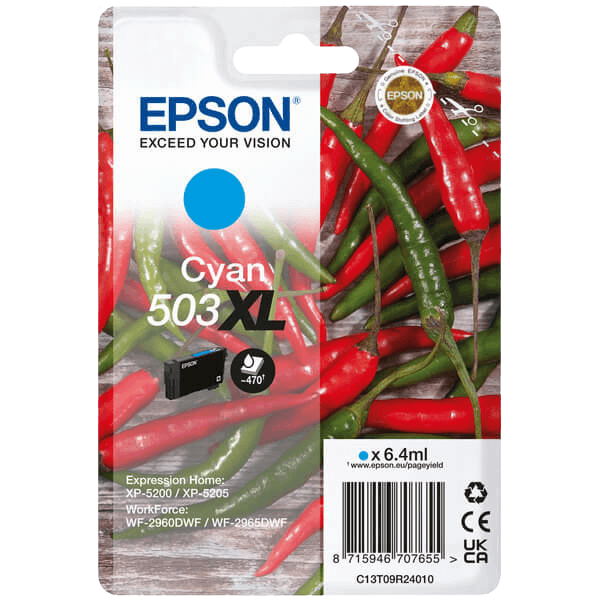 Epson 503XLC cyan original bläckpatron 6,4 ml. (C13T09R24010)