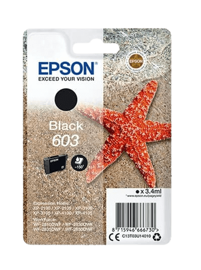Epson 603 svart original bläckpatron 3,4 ml. (C13T03U14010)