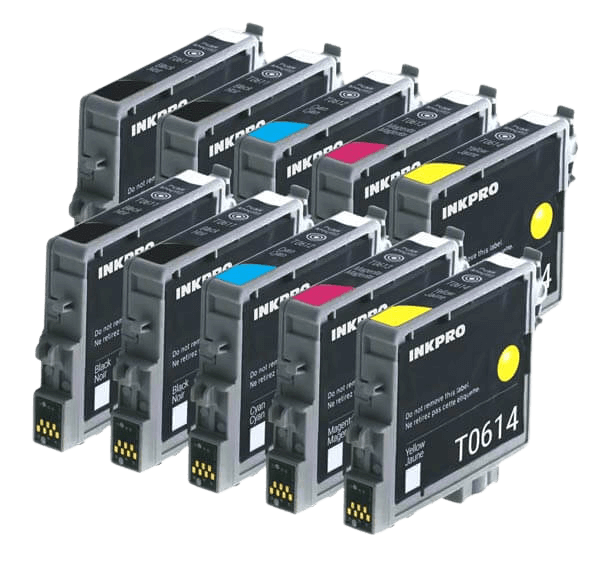 Epson T0611 10 stk. rabattpaket bläckpatron 130 ml. - kompatibel