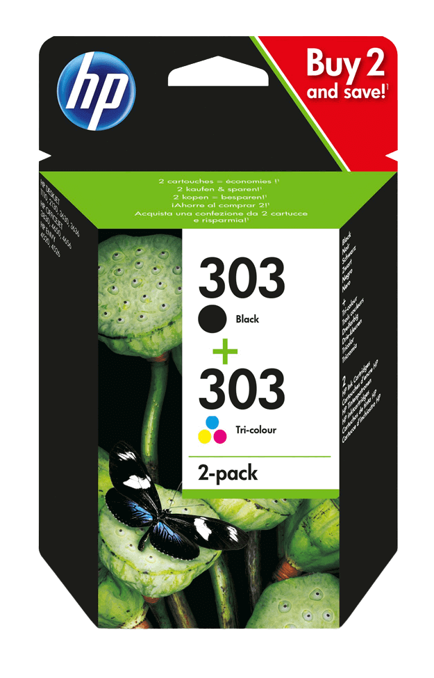 HP 303 CMYK original bläckpatron 4 + 4 ml. (3YM92AE)