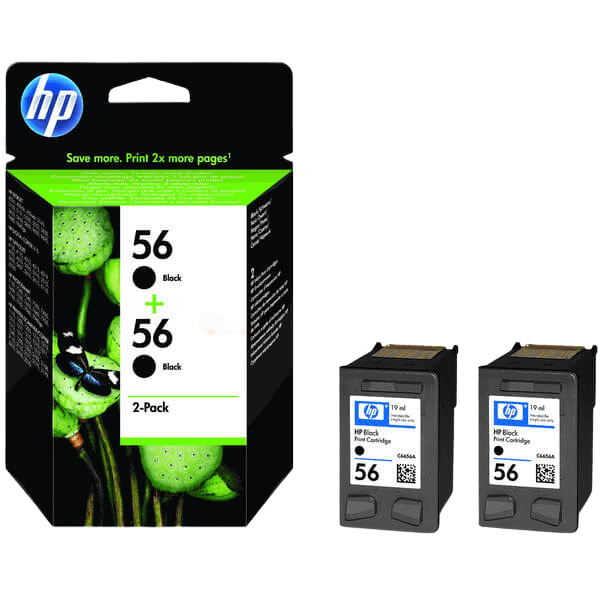 HP 56 XL twin pack svart original bläckpatron 38 ml. (C9502AE)