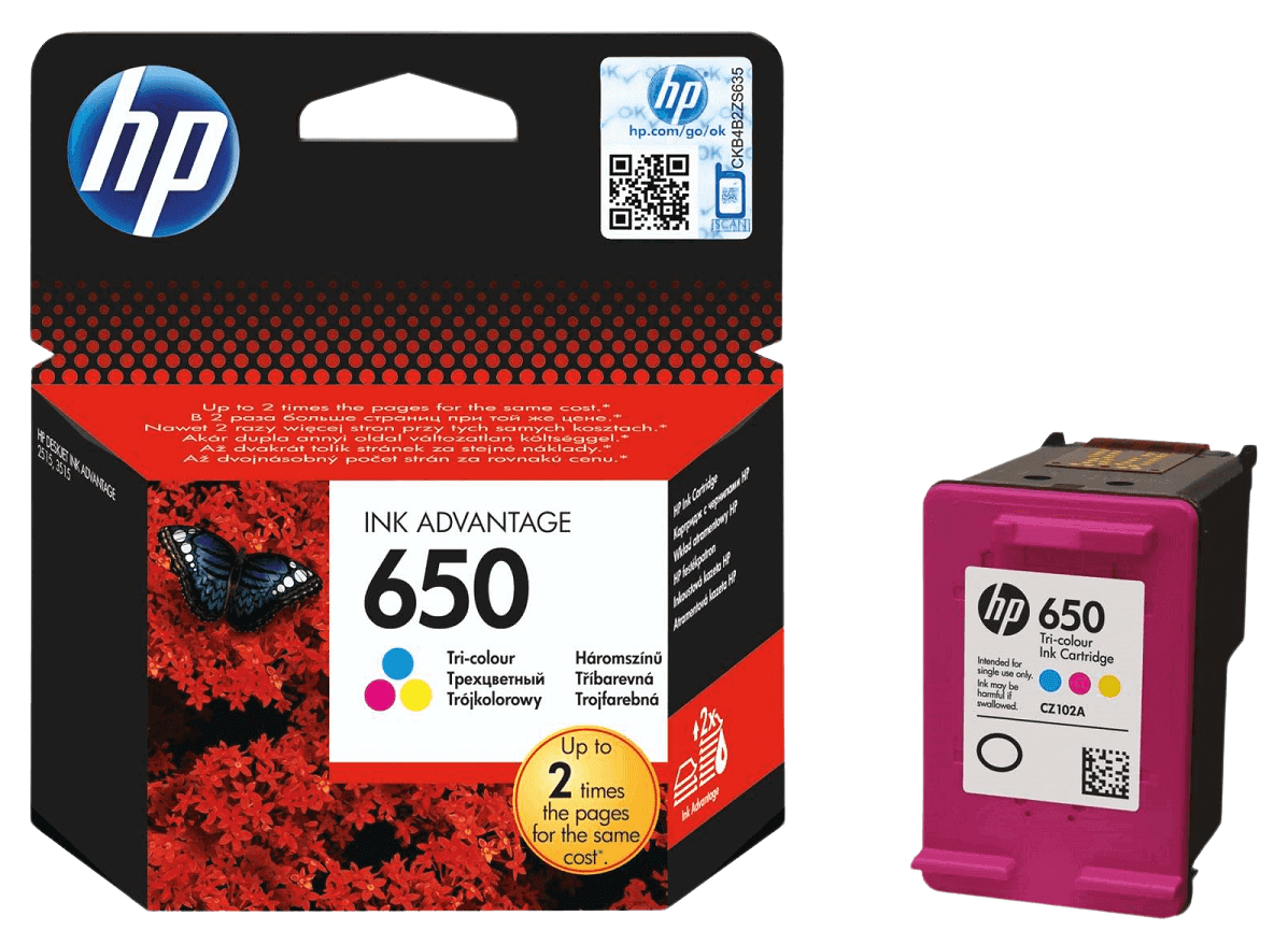 HP 650 3 färger i en original bläckpatron 200 sider (CZ102AE)