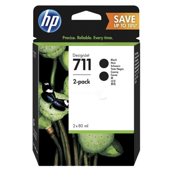 HP 711 XL twin pack svart original bläckpatron 80 x 2 ml. (P2V31A)