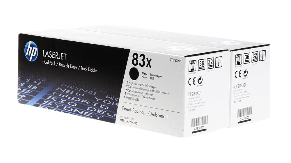 HP 83X XL twin pack svart original toner 5000 sider (CF283XD)