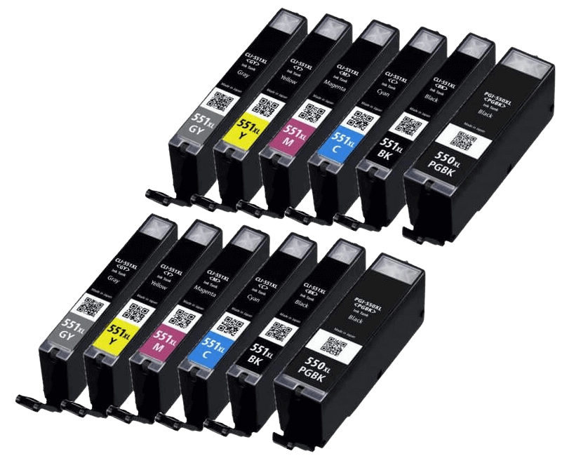 Canon PGI-550XL 12 stk. rabattpaket bläckpatron 170 ml. - kompatibel