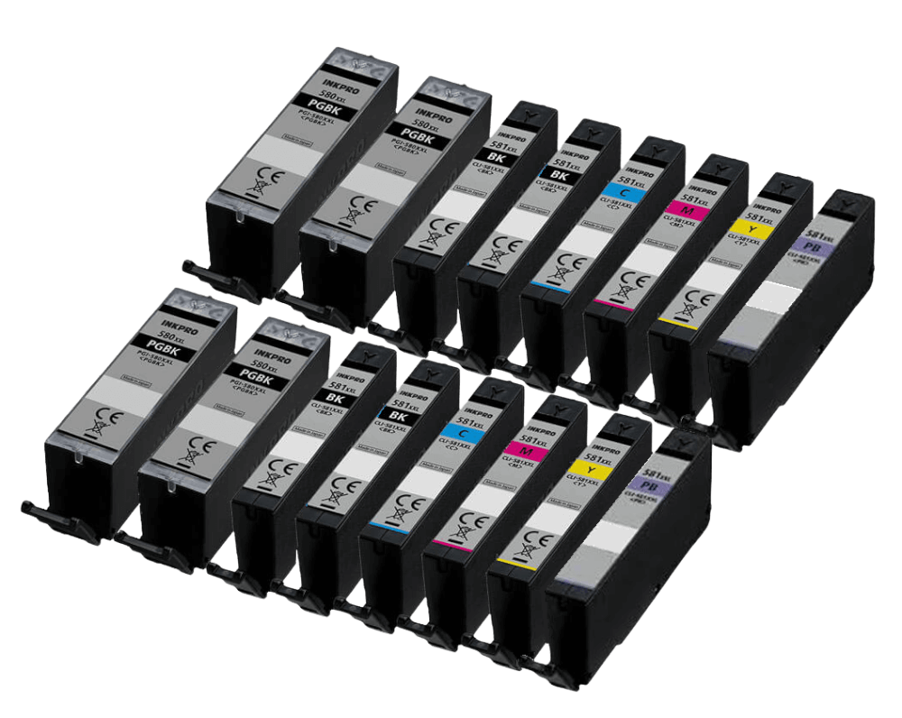 Canon PGI-580 XXL 16 stk. rabattpaket bläckpatron 248 ml. - kompatibel